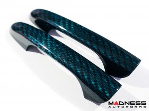 FIAT 500 Exterior Door Handle Kit - Carbon Fiber - Verde Azzurro (Blue-Green)